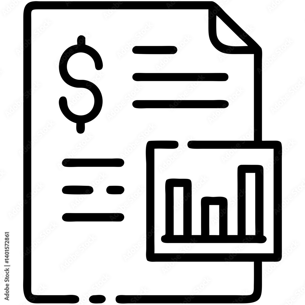 Financial report with graphs and dollar signs in a minimalist style Financial report with graphs and dollar signs in a minimalist style