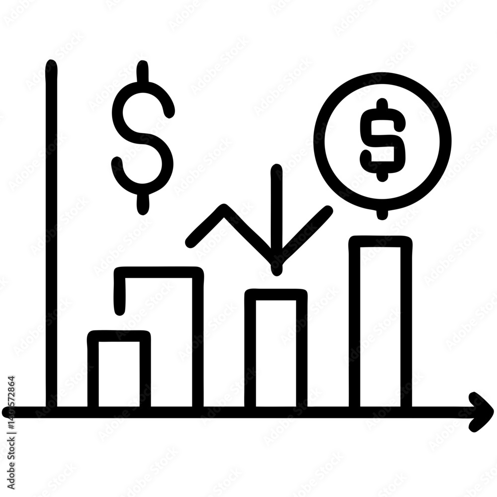 Economic growth symbol with fluctuating financial graph Economic growth symbol with fluctuating financial graph