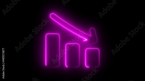 Wallpaper Mural Neon line Animated down graph icon designed in flat icon style, business or finance concept icon. business or finance loss concept Neon glowing down business graph Torontodigital.ca