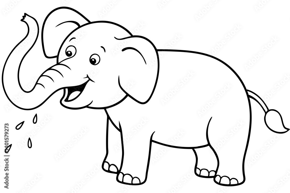 Fototapeta premium Happy Elephant Spraying Water from Trunk