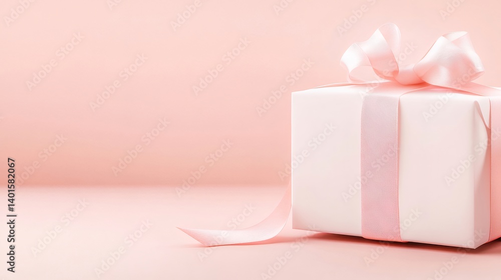 ピンクのギフトボックスとリボン 優しいピンクの背景にシンプルなデザイン バレンタインデーや誕生日のプレゼントに最適 ピンクのギフトボックスとリボン 優しいピンクの背景にシンプルなデザイン バレンタインデーや誕生日のプレゼントに最適