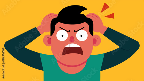 Expression of Exasperation A character is depicted with exaggerated facial featureslike a furrowed brow and flared nostrilstransforming their expression into one of extreme