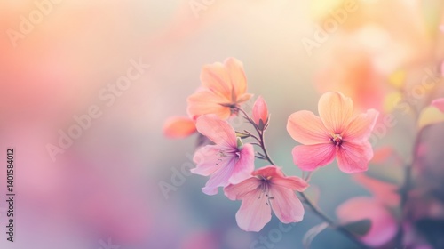 Wallpaper Mural Soft bokeh of out-of-focus flowers on a pastel gradient background creating a dreamy and tranquil atmosphere in a serene garden setting Torontodigital.ca