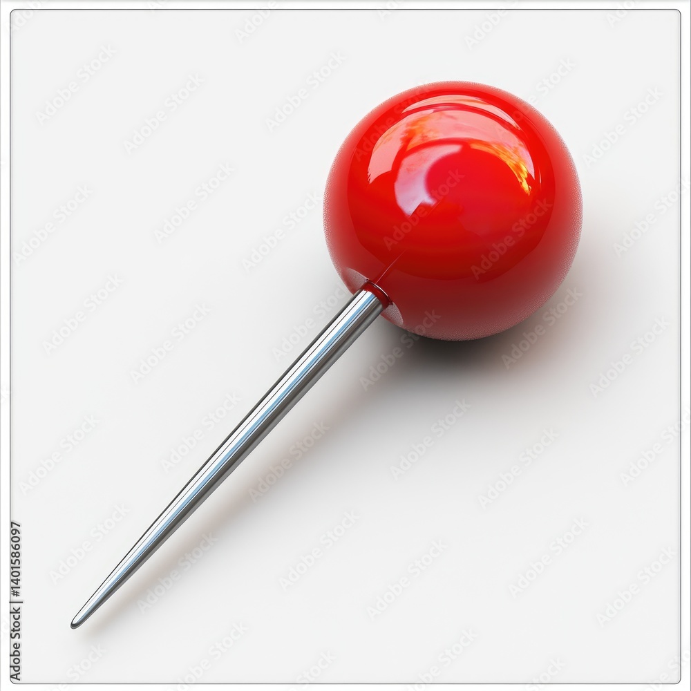 Red pushpin on white background Red pushpin on white background