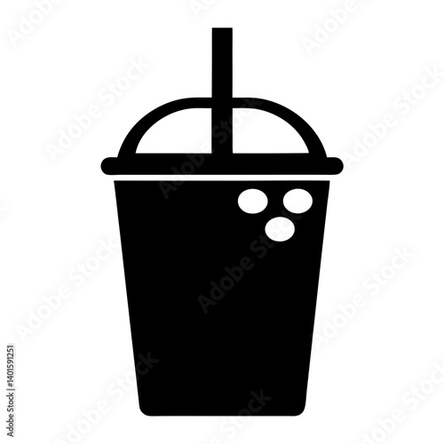 bubble tea black silhouette icon - of a soft drinks bubble tea simple vector art