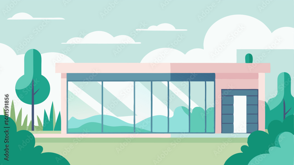 Serene Environment A wide view of a modern wellness clinic with large windows lush greenery outside and soft pastel colors creating a calm atmosphere showcasing the tranquil Serene Environment A wide view of a modern wellness clinic with large windows lush greenery outside and soft pastel colors creating a calm atmosphere showcasing the tranquil