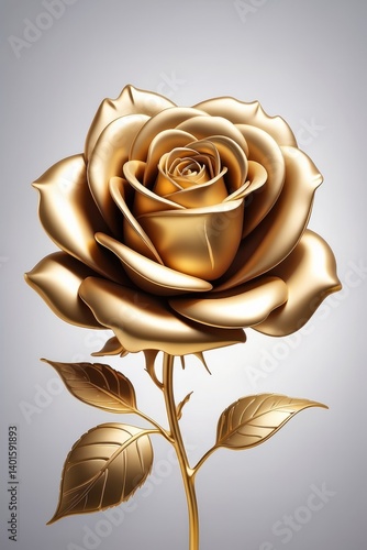  Golden rose flower illustration in elegant metallic style