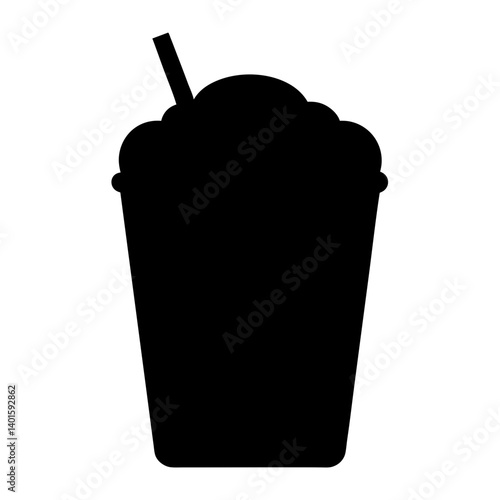 frappuccino black silhouette icon - of a soft drinks frappuccino simple vector art