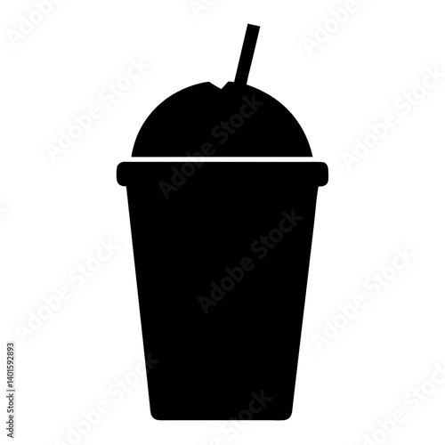 frappuccino black silhouette icon - of a soft drinks frappuccino simple vector art