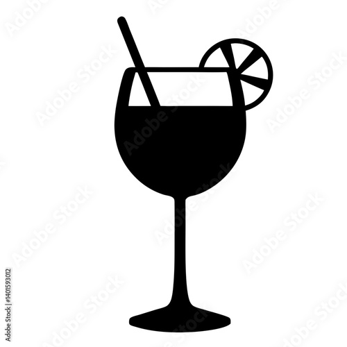 gin and tonic black silhouette icon - of a soft drinks gin and tonic simple vector art