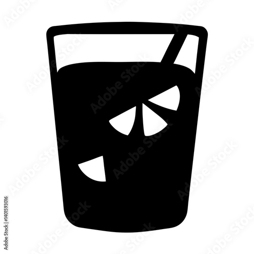 gin and tonic black silhouette icon - of a soft drinks gin and tonic simple vector art