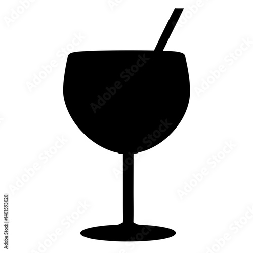 gin and tonic black silhouette icon - of a soft drinks gin and tonic, simple vector art