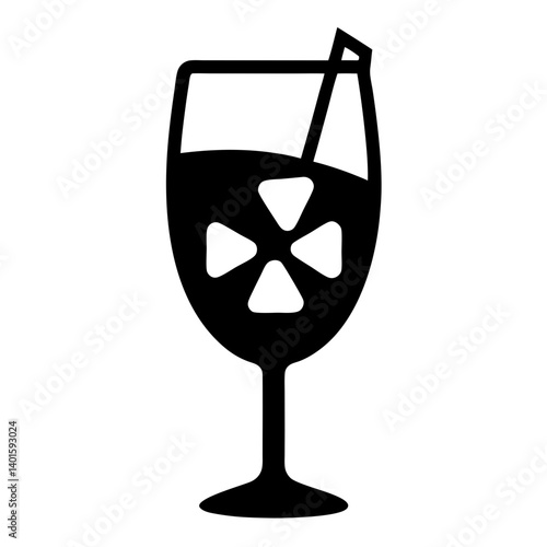 gin and tonic black silhouette icon - of a soft drinks gin and tonic simple vector art