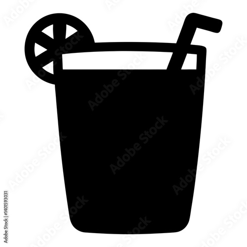 gin and tonic black silhouette icon - of a soft drinks gin and tonic simple vector art