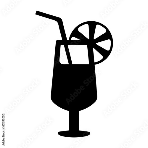gin and tonic black silhouette icon - of a soft drinks gin and tonic simple vector art