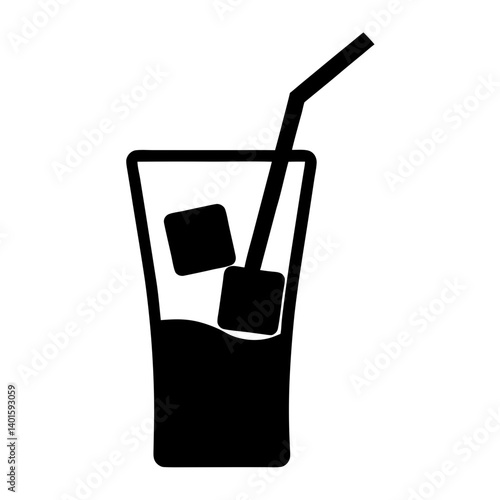gin and tonic black silhouette icon - of a soft drinks gin and tonic simple vector art