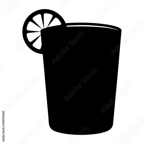 gin and tonic with lime black silhouette icon - of a soft drinks gin and tonic with lime, simple vector art