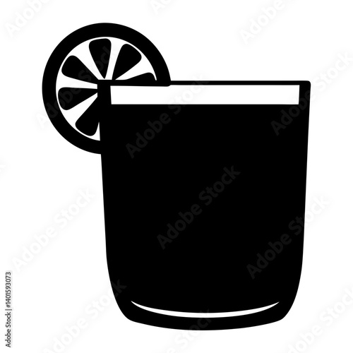 gin and tonic with lime black silhouette icon - of a soft drinks gin and tonic with lime simple vector art