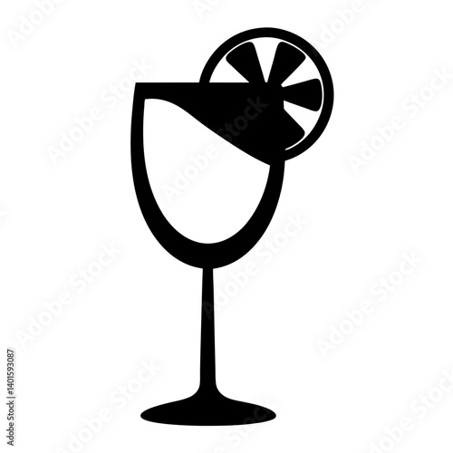 gin and tonic with lime black silhouette icon - of a soft drinks gin and tonic with lime simple vector art