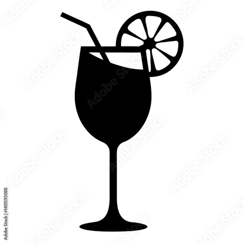 gin and tonic with lime black silhouette icon - of a soft drinks gin and tonic with lime simple vector art
