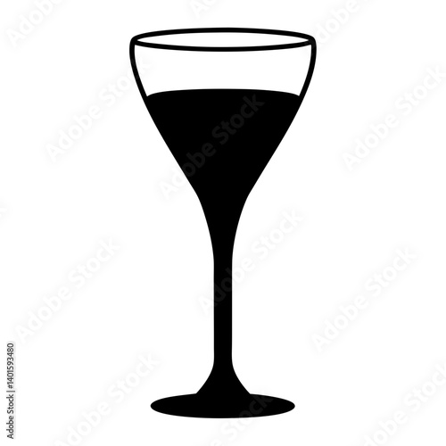 glass of ros black silhouette icon - of a soft drinks glass of ros simple vector art