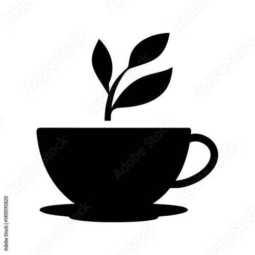 herbal tea black silhouette icon - of a soft drinks herbal tea simple vector art