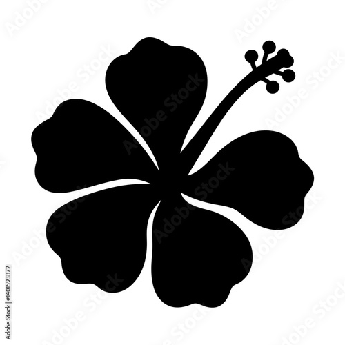 Hibiscus flower black silhouette icon - of a natural flower design hibiscus plants flower simple vector art