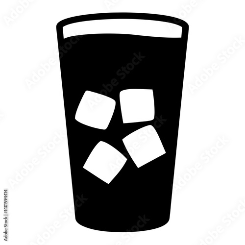 iced tea black silhouette icon - of a soft drinks iced tea, simple vector art
