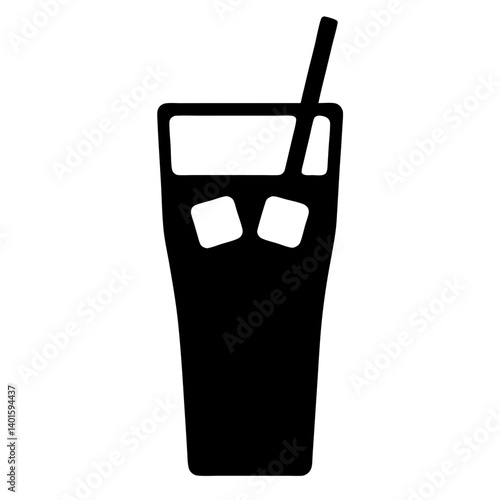iced tea black silhouette icon - of a soft drinks iced tea simple vector art
