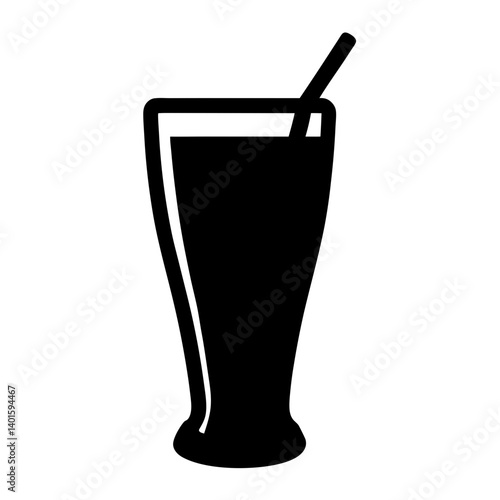 iced tea black silhouette icon - of a soft drinks iced tea simple vector art