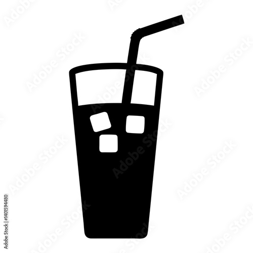 iced tea black silhouette icon - of a soft drinks iced tea simple vector art