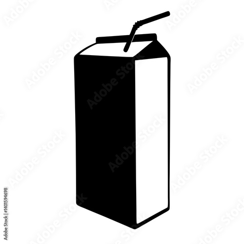juice box black silhouette icon - of a soft drinks juice box simple vector art