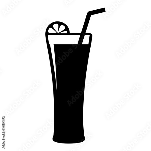 lemonade glass black silhouette icon - of a soft drinks lemonade glass simple vector art