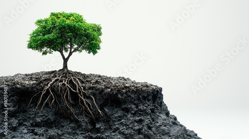 Resilience: A Lone Tree's tenacious grip on a cliffside, symbolizing strength and perseverance against all odds. A powerful image of nature's ability to thrive in challenging environments.