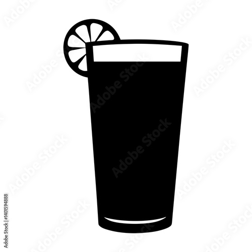lemonade glass black silhouette icon - of a soft drinks lemonade glass simple vector art