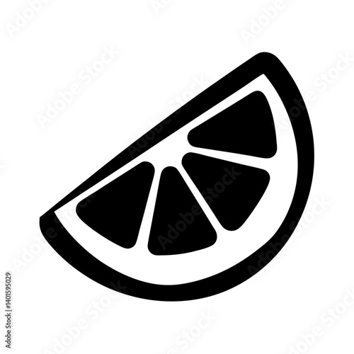 lemon wedge in drink black silhouette icon - of a soft drinks lemon wedge in drink simple vector art