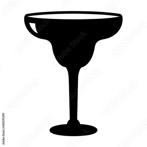 margarita glass black silhouette icon - of a soft drinks margarita glass simple vector art