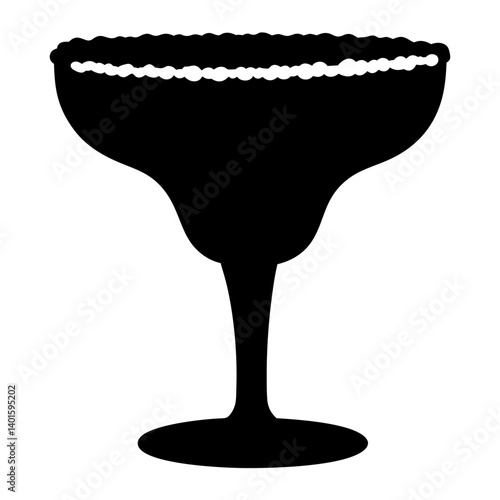 margarita with salt rim black silhouette icon - of a soft drinks margarita with salt rim simple vector art
