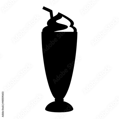 milkshake black silhouette icon - of a soft drinks milkshake simple vector art