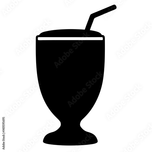 milkshake black silhouette icon - of a soft drinks milkshake simple vector art