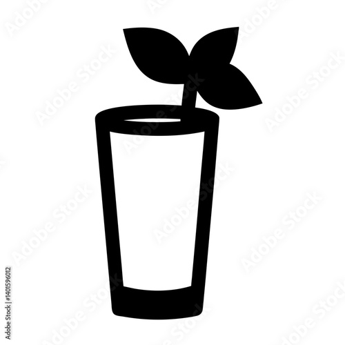 mojito with mint black silhouette icon - of a soft drinks mojito with mint simple vector art