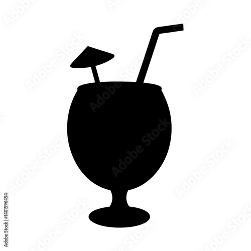 pi a colada black silhouette icon - of a  pi a colada simple vector art