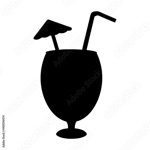 pi a colada black silhouette icon - of a  pi a colada simple vector art