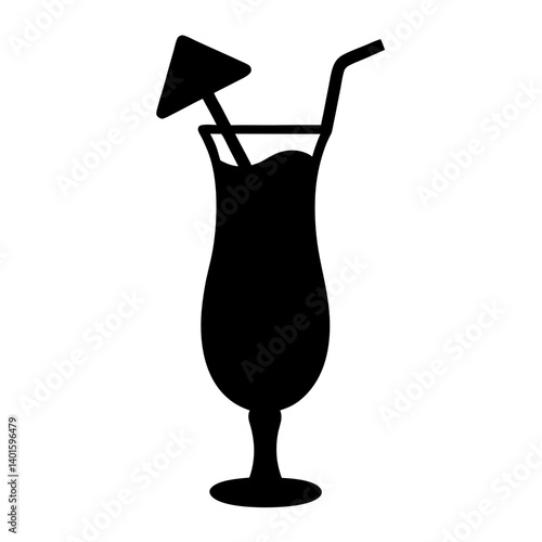 pi a colada black silhouette icon - of a  pi a colada simple vector art