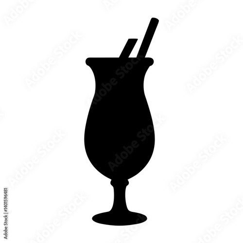pi a colada black silhouette icon - of a  pi a colada simple vector art