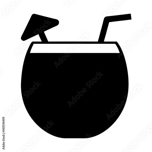 pi a colada black silhouette icon - of a  pi a colada simple vector art