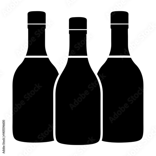 prosecco bottle black silhouette icon - of a  prosecco bottle simple vector art