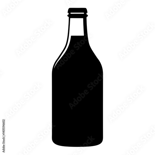 prosecco bottle black silhouette icon - of a  prosecco bottle simple vector art