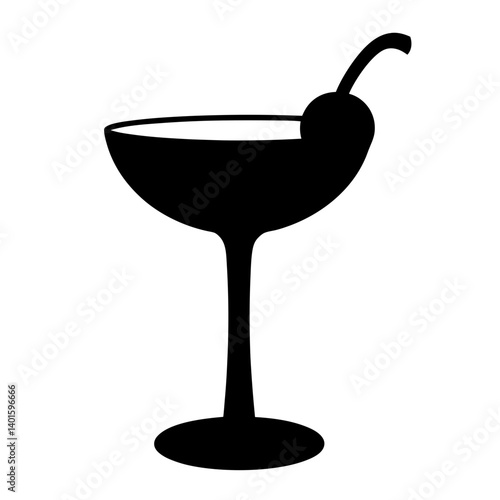 punch glass with cherry black silhouette icon - of a  punch glass with cherry simple vector art