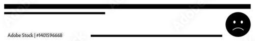 Bold black horizontal lines and a sad face emoticon convey a sense of disappointment or loss. Ideal for communication, emotion, mental health, frustration, failure, negativity, and messaging. Flat